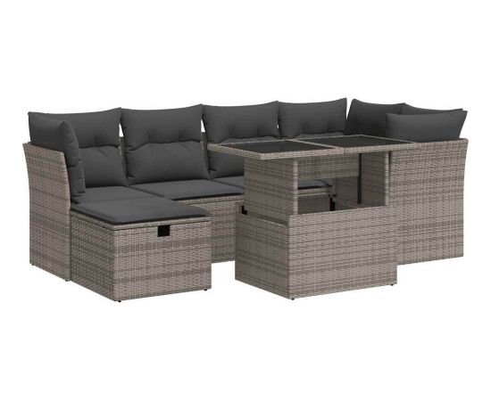 vidaXL vidaXL 7-cz. zestaw wypoczynkowy do ogrodu, z poduszkami, szary Dārza mēbeļu komplekti