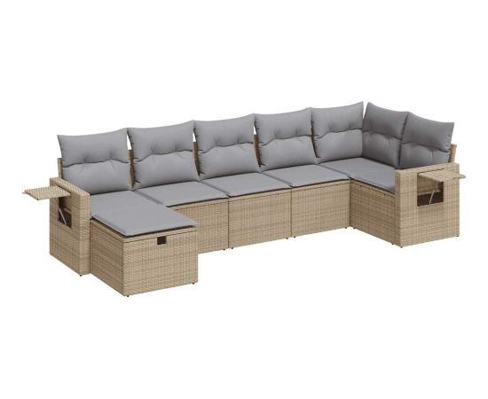 vidaXL 7-cz. zestaw wypoczynkowy do ogrodu, z poduszkami, beżowy Dārza mēbeļu komplekti