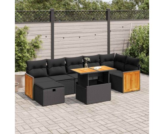 vidaXL vidaXL 5-cz. zestaw wypoczynkowy do ogrodu, poduszki, czarny rattan PE Dārza mēbeļu komplekti