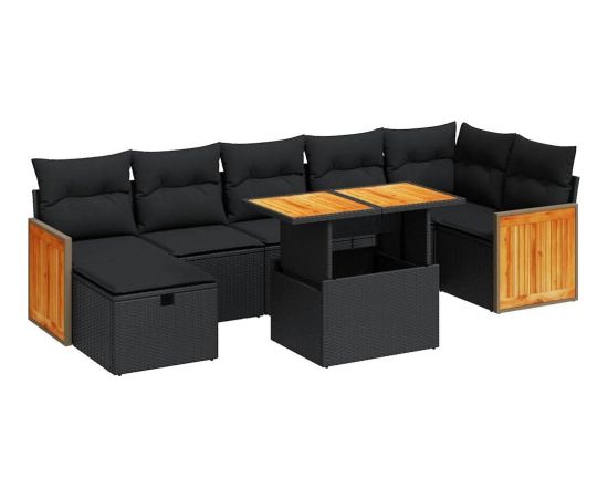 vidaXL vidaXL 5-cz. zestaw wypoczynkowy do ogrodu, poduszki, czarny rattan PE Dārza mēbeļu komplekti