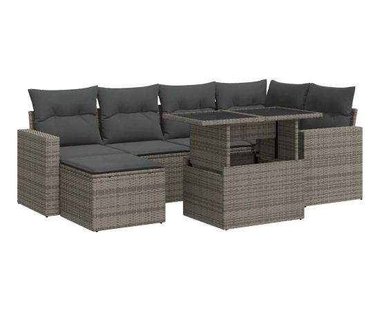 vidaXL 7-cz. zestaw wypoczynkowy do ogrodu, z poduszkami, szary Dārza mēbeļu komplekti