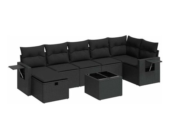 vidaXL 8-cz. zestaw wypoczynkowy do ogrodu, z poduszkami, czarny Dārza mēbeļu komplekti