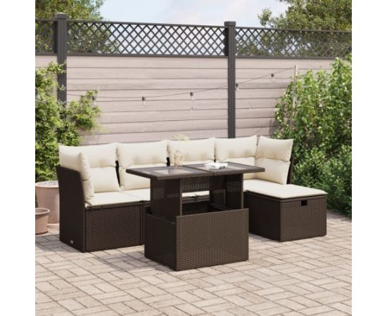 vidaXL 6-cz. zestaw wypoczynkowy do ogrodu, z poduszkami, brązowy Dārza mēbeļu komplekti