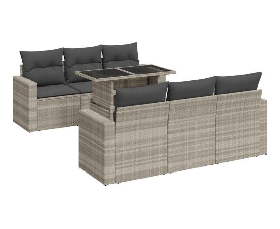 vidaXL 7-cz. zestaw wypoczynkowy do ogrodu, z poduszkami, jasnoszary Dārza mēbeļu komplekti