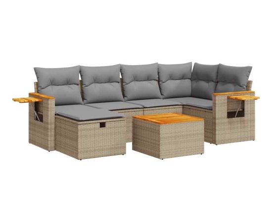 vidaXL 7-cz. zestaw wypoczynkowy do ogrodu, z poduszkami, beżowy Dārza mēbeļu komplekti