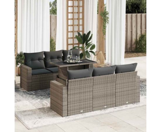 vidaXL 7-cz. zestaw wypoczynkowy do ogrodu, z poduszkami, szary Dārza mēbeļu komplekti