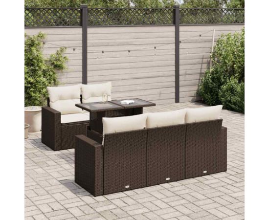 vidaXL 6-cz. zestaw wypoczynkowy do ogrodu, z poduszkami, brązowy Dārza mēbeļu komplekti