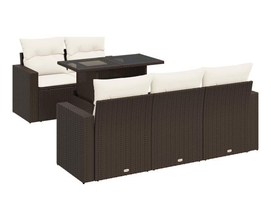 vidaXL 6-cz. zestaw wypoczynkowy do ogrodu, z poduszkami, brązowy Dārza mēbeļu komplekti