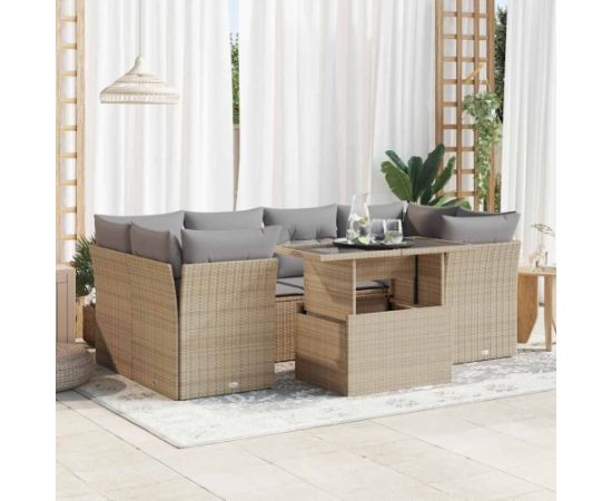 vidaXL 7-cz. zestaw wypoczynkowy do ogrodu, z poduszkami, beżowy Dārza mēbeļu komplekti