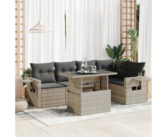 vidaXL 6-cz. zestaw mebli ogrodowych, z poduszkami, jasnoszary Dārza mēbeļu komplekti