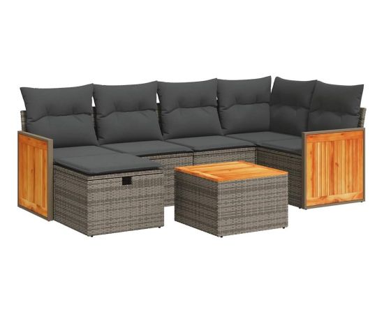 vidaXL 7-cz. zestaw wypoczynkowy do ogrodu, z poduszkami, szary Dārza mēbeļu komplekti