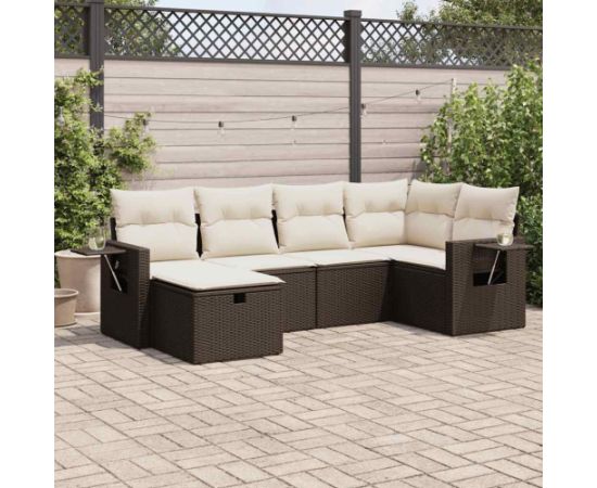 vidaXL 6-cz. zestaw wypoczynkowy do ogrodu, z poduszkami, brązowy Dārza mēbeļu komplekti