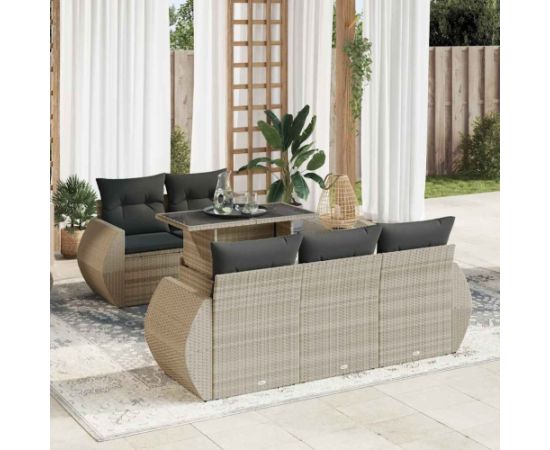 vidaXL 6-cz. zestaw mebli ogrodowych, z poduszkami, jasnoszary Dārza mēbeļu komplekti