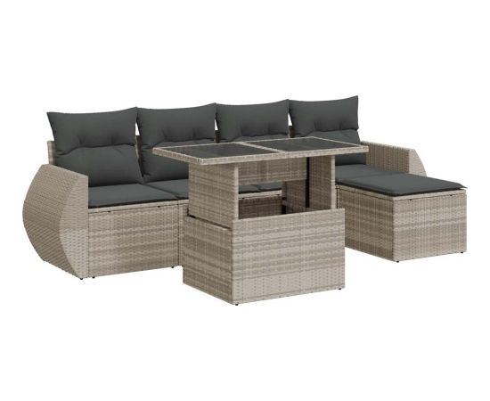 vidaXL 6-cz. zestaw mebli ogrodowych, z poduszkami, jasnoszary Dārza mēbeļu komplekti