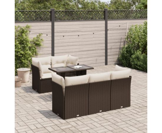 vidaXL 6-cz. zestaw wypoczynkowy do ogrodu, z poduszkami, brązowy Dārza mēbeļu komplekti