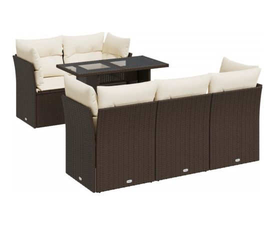 vidaXL 6-cz. zestaw wypoczynkowy do ogrodu, z poduszkami, brązowy Dārza mēbeļu komplekti