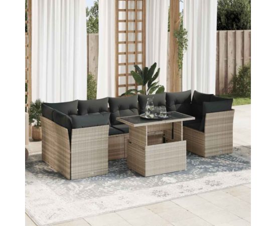 vidaXL 10-cz. zestaw wypoczynkowy do ogrodu, z poduszkami, jasnoszary Dārza mēbeļu komplekti