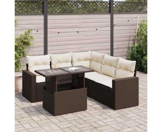 vidaXL 6-cz. zestaw wypoczynkowy do ogrodu, z poduszkami, brązowy Dārza mēbeļu komplekti