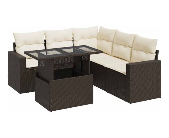 vidaXL 6-cz. zestaw wypoczynkowy do ogrodu, z poduszkami, brązowy Dārza mēbeļu komplekti