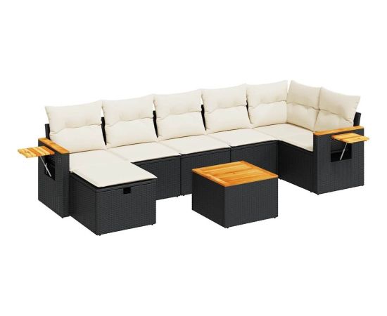 vidaXL 8-cz. zestaw wypoczynkowy do ogrodu, z poduszkami, czarny Dārza mēbeļu komplekti