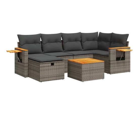 vidaXL 7-cz. zestaw wypoczynkowy do ogrodu, z poduszkami, szary Dārza mēbeļu komplekti