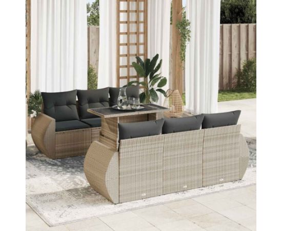 vidaXL vidaXL 7-cz. zestaw wypoczynkowy do ogrodu, z poduszkami, jasnoszary Dārza mēbeļu komplekti