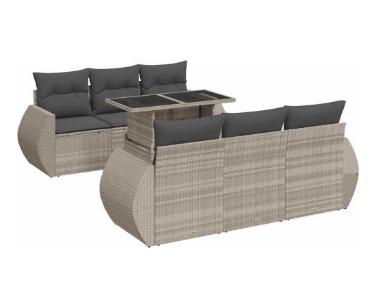 vidaXL vidaXL 7-cz. zestaw wypoczynkowy do ogrodu, z poduszkami, jasnoszary Dārza mēbeļu komplekti