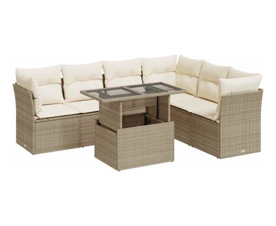 vidaXL vidaXL 7-cz. zestaw wypoczynkowy do ogrodu, z poduszkami, beżowy Dārza mēbeļu komplekti