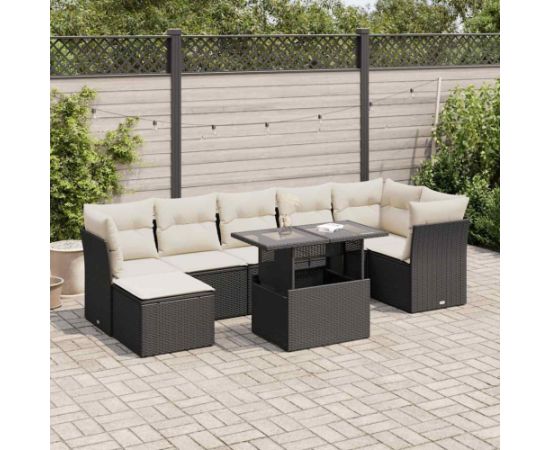 vidaXL vidaXL 8-cz. zestaw wypoczynkowy do ogrodu, z poduszkami, czarny Dārza mēbeļu komplekti