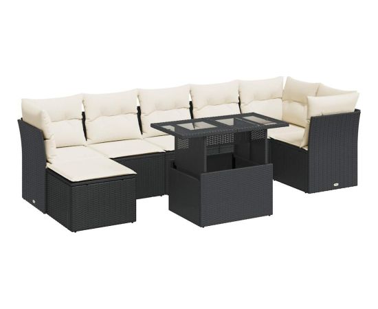 vidaXL vidaXL 8-cz. zestaw wypoczynkowy do ogrodu, z poduszkami, czarny Dārza mēbeļu komplekti