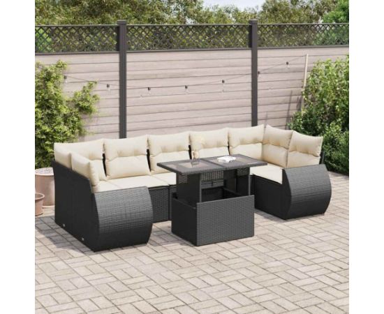 vidaXL vidaXL 8-cz. zestaw wypoczynkowy do ogrodu, z poduszkami, czarny Dārza mēbeļu komplekti