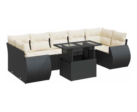 vidaXL vidaXL 8-cz. zestaw wypoczynkowy do ogrodu, z poduszkami, czarny Dārza mēbeļu komplekti