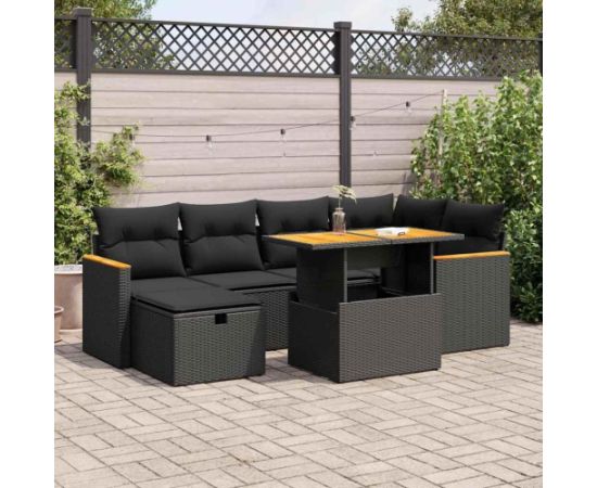 vidaXL vidaXL 8-cz. zestaw wypoczynkowy do ogrodu, z poduszkami, czarny Dārza mēbeļu komplekti