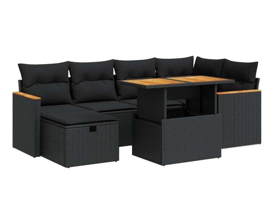 vidaXL vidaXL 8-cz. zestaw wypoczynkowy do ogrodu, z poduszkami, czarny Dārza mēbeļu komplekti