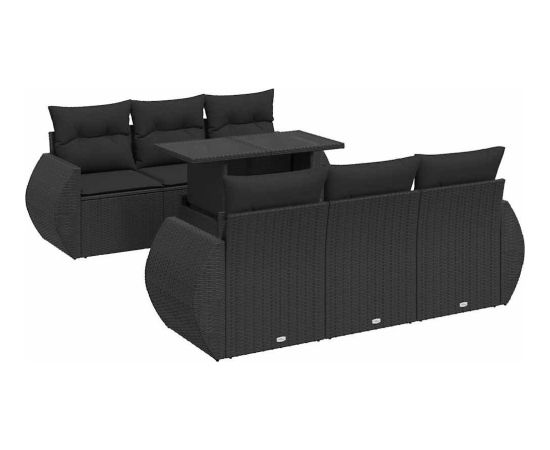 vidaXL vidaXL 7-cz. zestaw wypoczynkowy do ogrodu, z poduszkami, czarny Dārza mēbeļu komplekti