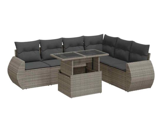 vidaXL vidaXL 7-cz. zestaw wypoczynkowy do ogrodu, z poduszkami, szary Dārza mēbeļu komplekti