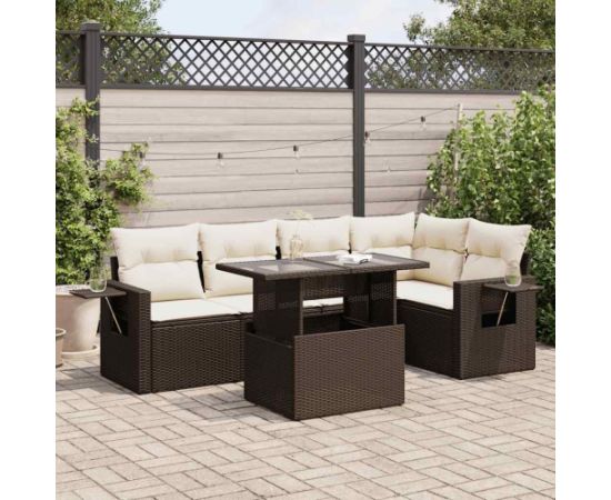 vidaXL vidaXL 6-cz. zestaw wypoczynkowy do ogrodu, z poduszkami, brązowy Dārza mēbeļu komplekti