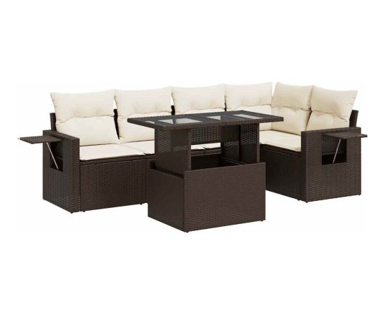 vidaXL vidaXL 6-cz. zestaw wypoczynkowy do ogrodu, z poduszkami, brązowy Dārza mēbeļu komplekti