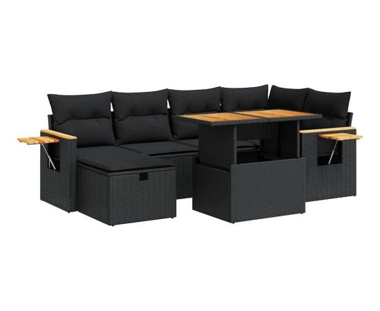 vidaXL vidaXL 8-cz. zestaw wypoczynkowy do ogrodu, z poduszkami, czarny Dārza mēbeļu komplekti