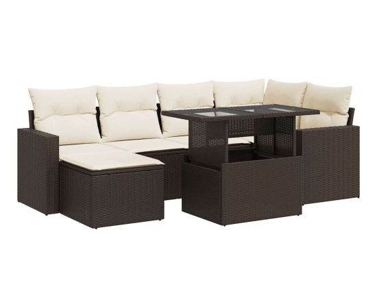 vidaXL vidaXL 7-cz. zestaw wypoczynkowy do ogrodu, z poduszkami, brązowy Dārza mēbeļu komplekti