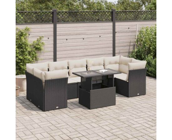 vidaXL vidaXL 8-cz. zestaw wypoczynkowy do ogrodu, z poduszkami, czarny Dārza mēbeļu komplekti