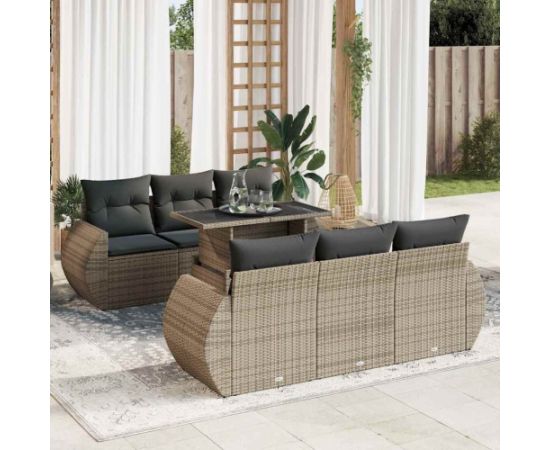 vidaXL vidaXL 7-cz. zestaw wypoczynkowy do ogrodu, z poduszkami, szary Dārza mēbeļu komplekti