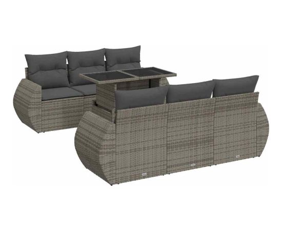 vidaXL vidaXL 7-cz. zestaw wypoczynkowy do ogrodu, z poduszkami, szary Dārza mēbeļu komplekti