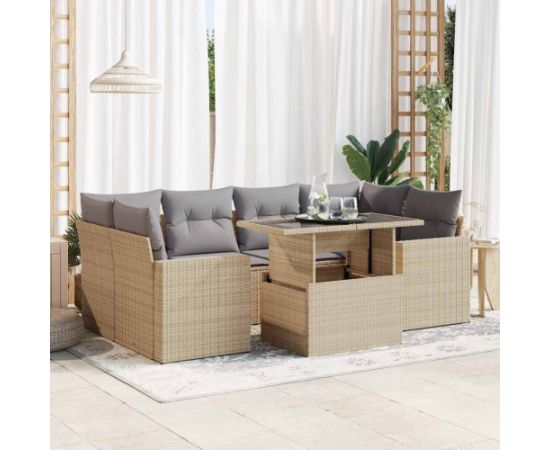 vidaXL vidaXL 7-cz. zestaw wypoczynkowy do ogrodu, z poduszkami, beżowy Dārza mēbeļu komplekti