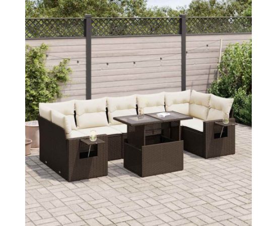 vidaXL vidaXL 8-cz. zestaw wypoczynkowy do ogrodu, z poduszkami, brązowy Dārza mēbeļu komplekti