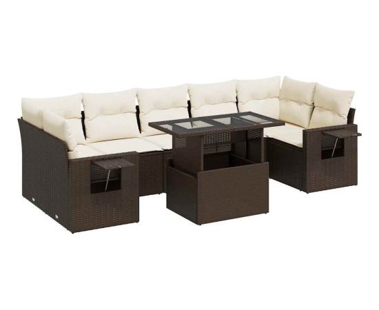 vidaXL vidaXL 8-cz. zestaw wypoczynkowy do ogrodu, z poduszkami, brązowy Dārza mēbeļu komplekti