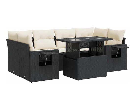 vidaXL vidaXL 7-cz. zestaw wypoczynkowy do ogrodu, z poduszkami, czarny Dārza mēbeļu komplekti