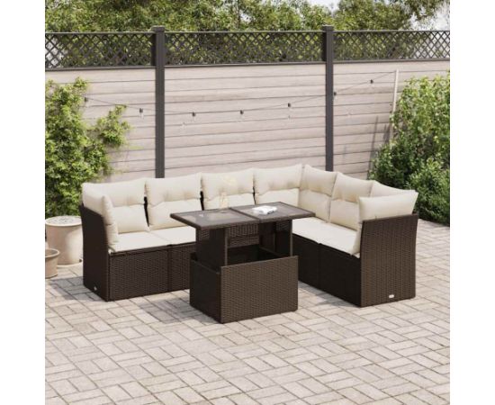 vidaXL vidaXL 7-cz. zestaw wypoczynkowy do ogrodu, z poduszkami, brązowy Dārza mēbeļu komplekti