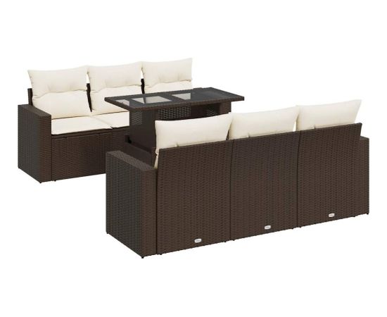 vidaXL vidaXL 7-cz. zestaw wypoczynkowy do ogrodu, z poduszkami, brązowy Dārza mēbeļu komplekti