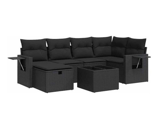 vidaXL vidaXL 7-cz. zestaw wypoczynkowy do ogrodu, z poduszkami, czarny Dārza mēbeļu komplekti